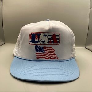 Vintage Mohr’s Blue USA with American Flag Trucker Hat - Mesh Adjustable